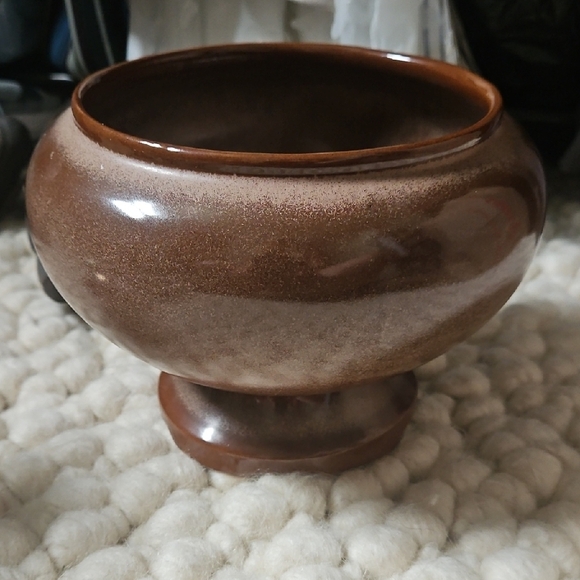 Frankoma Brown Ceramic Pedestal Bowl Art - Picture 1 of 2